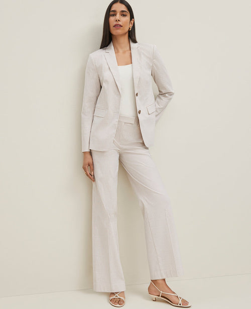The Straight Trouser Pant in Striped Seersucker