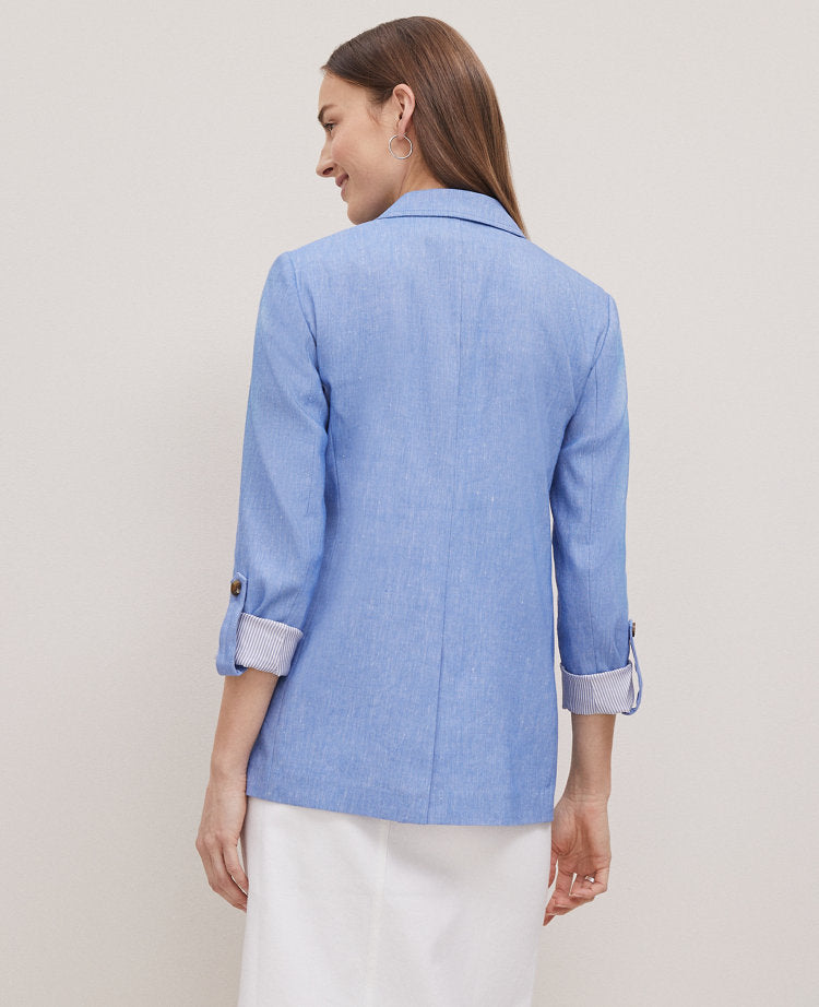 Petite Weekend Collection Roll Sleeve Linen Blend Blazer