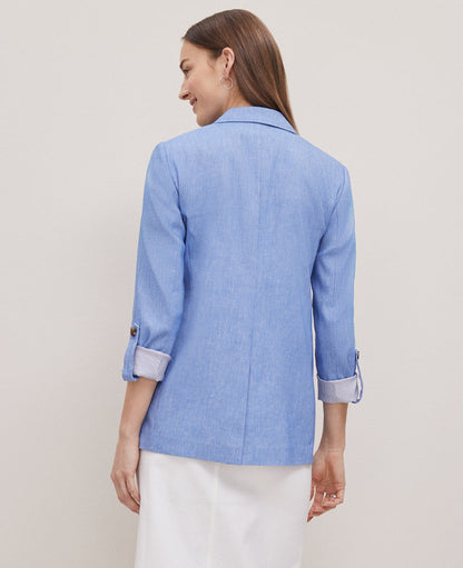 Petite Weekend Collection Roll Sleeve Linen Blend Blazer