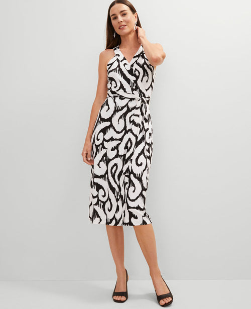 Ikat Halter Wrap Midi Dress