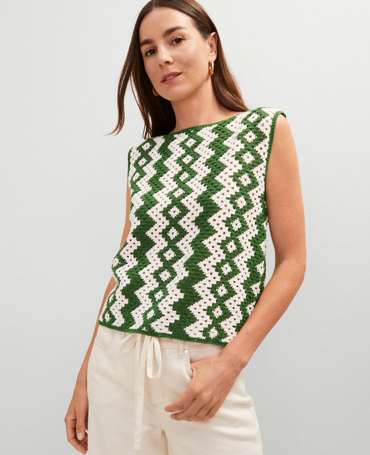 Petite Geo Crochet Sweater Shell
