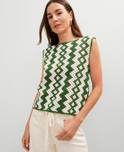Petite Geo Crochet Sweater Shell
