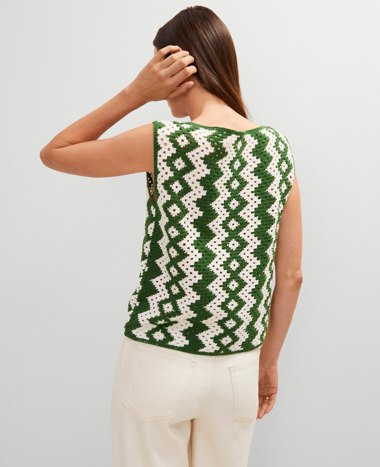 Petite Geo Crochet Sweater Shell