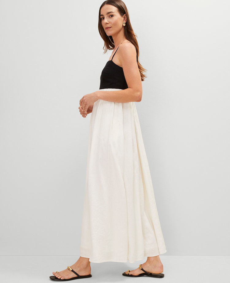 Petite Strappy Linen Blend Maxi Dress