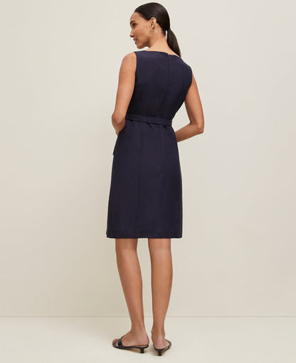 Petite Belted Square Neck Pocket Dress