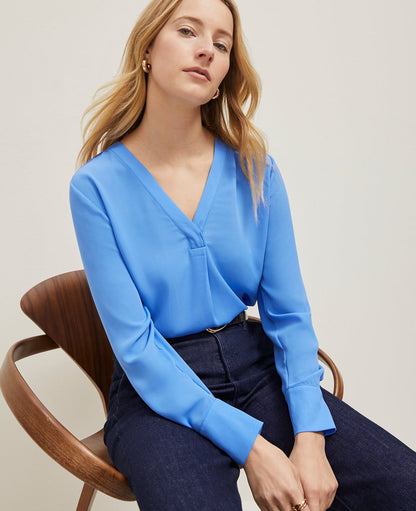 Mixed Media V-Neck Top