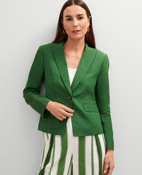 The Shorter One Button Blazer in Linen Blend