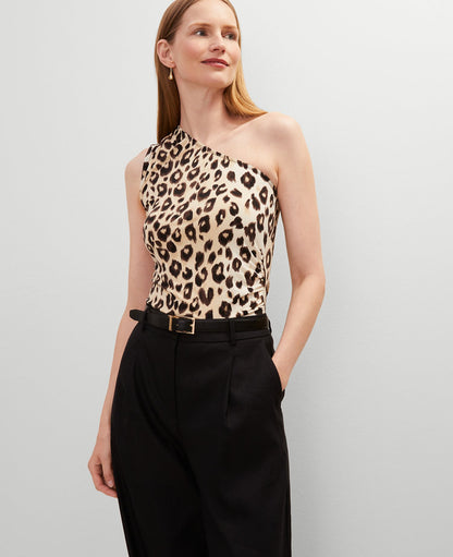 Petite Animal Print One Shoulder Top