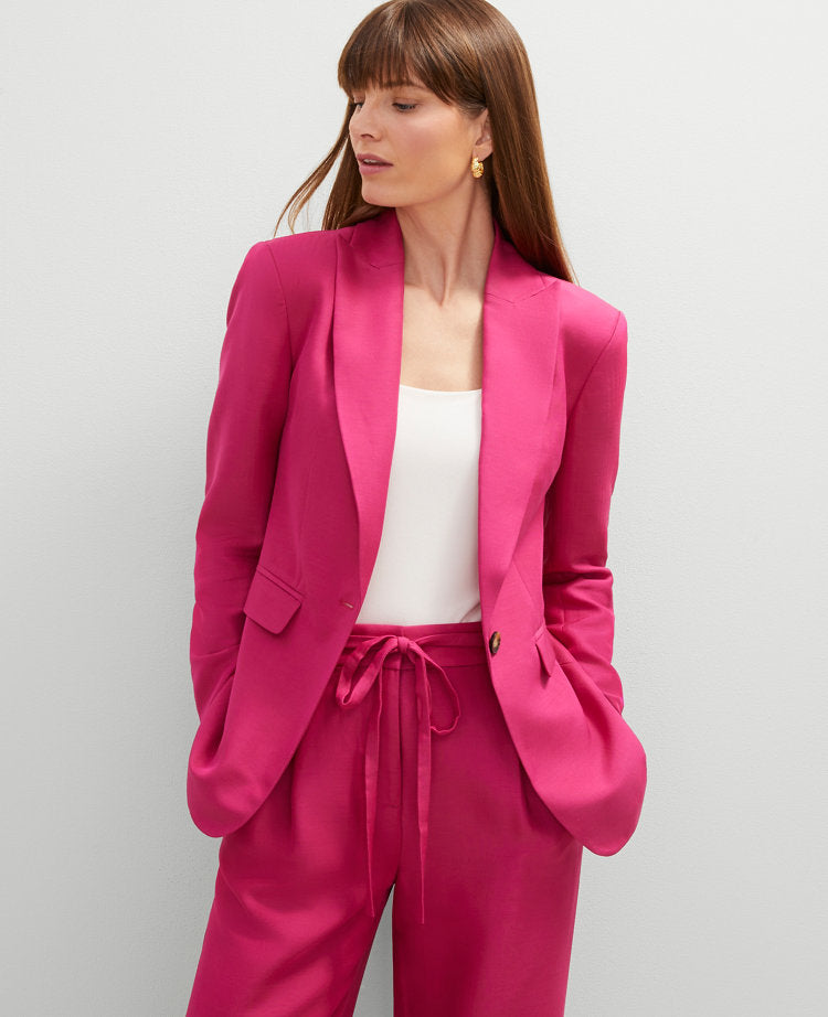 Studio Collection One Button Fitted Long Blazer