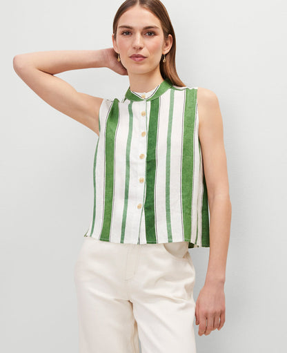 Petite Striped Linen Tank Top