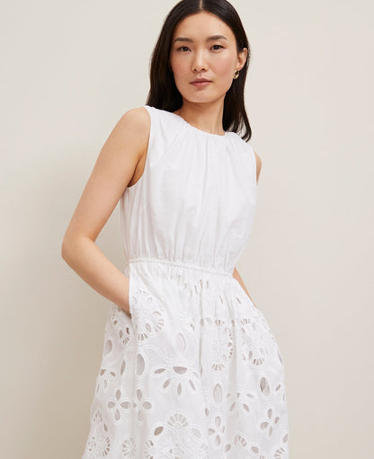 Petite Eyelet Flare Midi Dress
