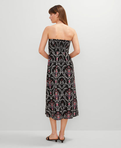 Petite Floral Linen Blend Midi Dress