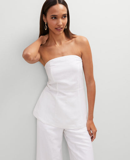Petite Strapless Linen Blend Tunic Top