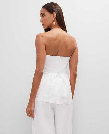 Petite Strapless Linen Blend Tunic Top