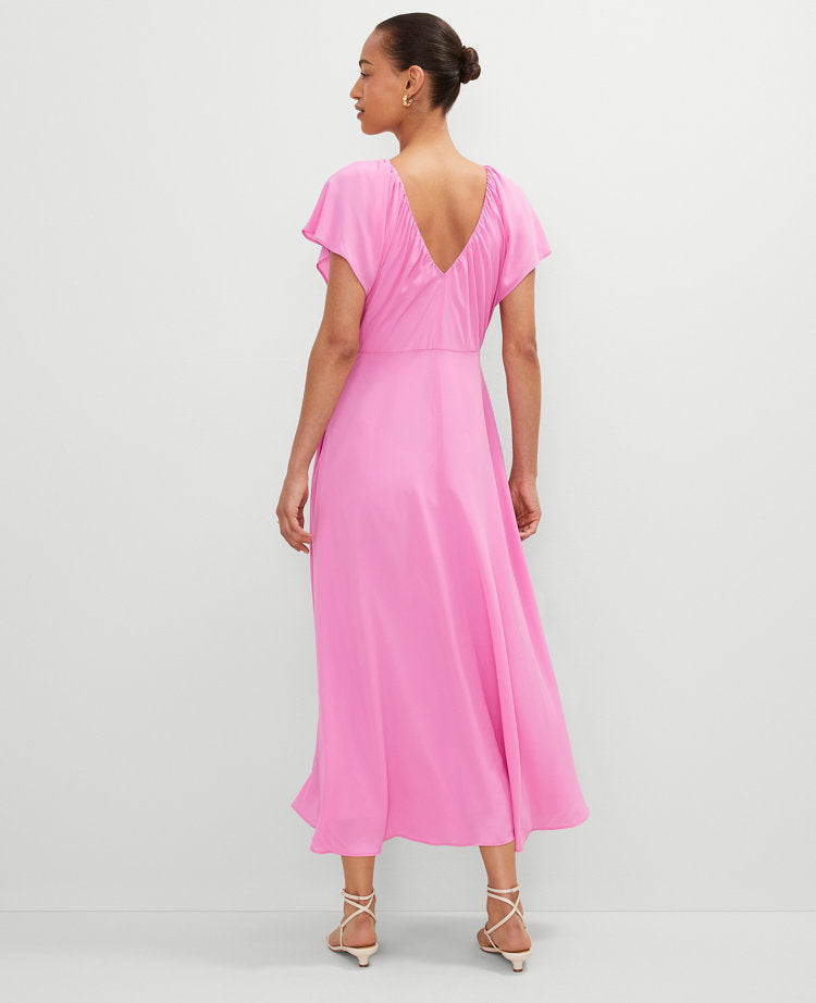 Flutter Sleeve Midi Flare Dress