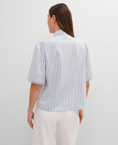Petite Striped Bow Blouse