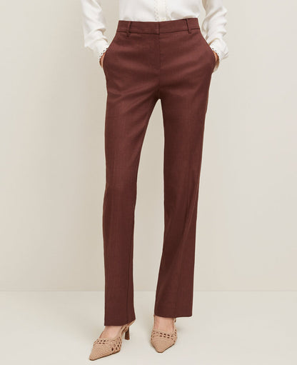 The Petite Sophia Straight Pant in Linen Twill