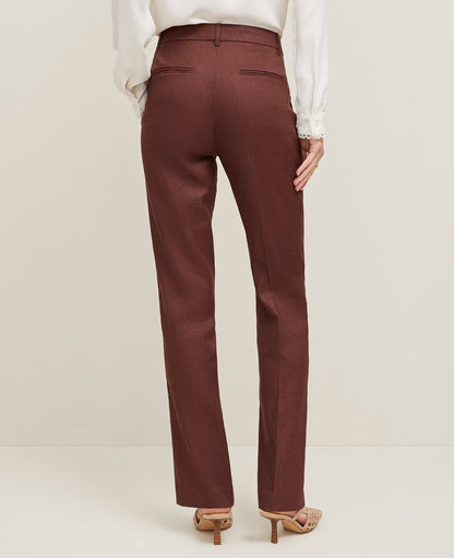 The Petite Sophia Straight Pant in Linen Twill