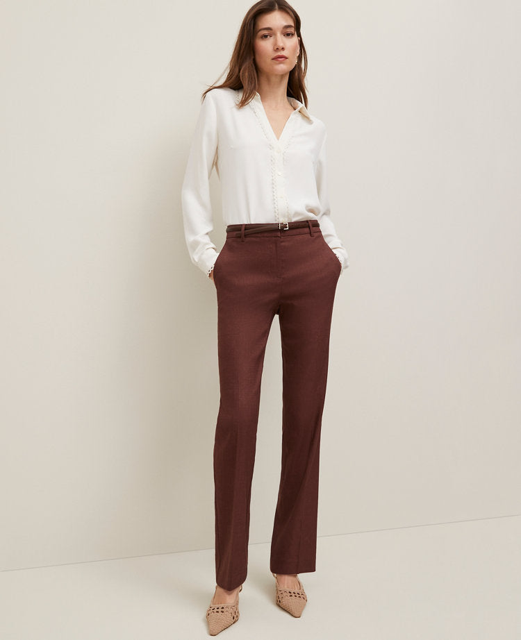 The Petite Sophia Straight Pant in Linen Twill