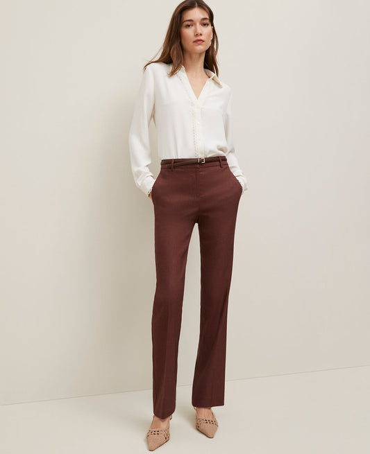 The Petite Sophia Straight Pant in Linen Twill