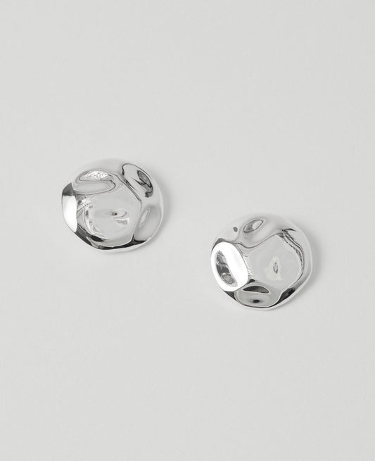Textured Metal Disc Stud Earrings