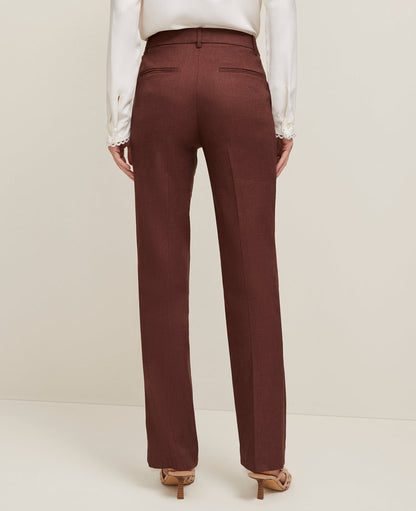 The Petite Sophia Straight Pant in Linen Twill — Curvy Fit