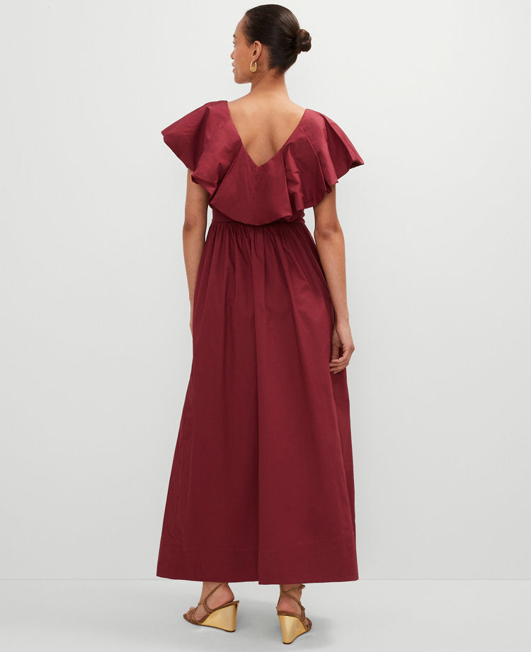 Ruffle Collar Maxi Flare Dress