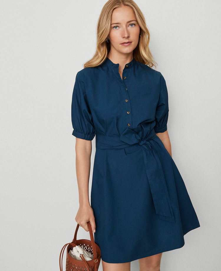Weekend Collection Stand Collar Belted Shift Dress
