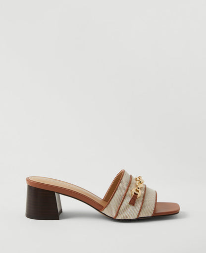 Chain Flare Block Heel Sandals