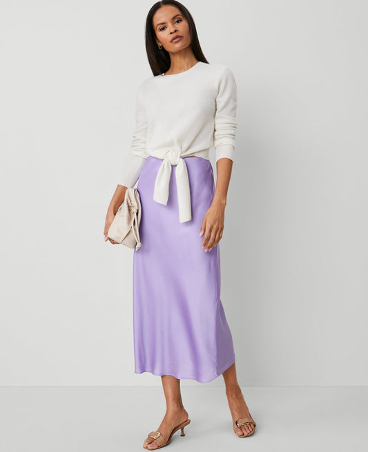Satin Bias Midi Slip Skirt