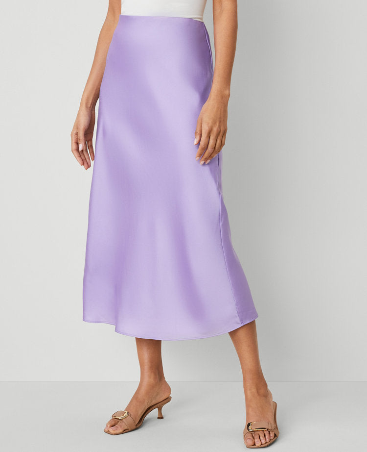 Satin Bias Midi Slip Skirt