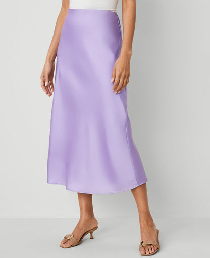 Satin Bias Midi Slip Skirt