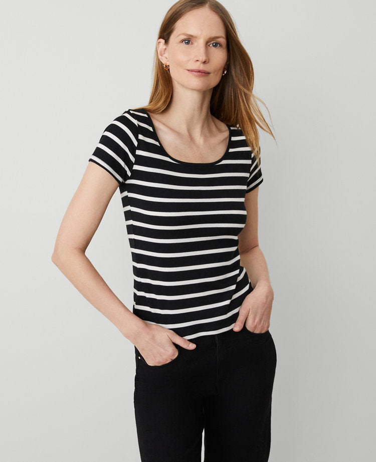 Striped Square Neck Tee