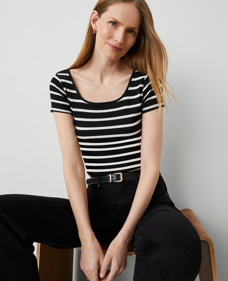 Striped Square Neck Tee