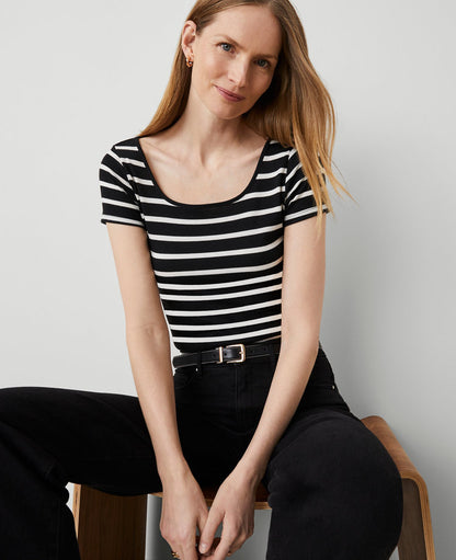 Striped Square Neck Tee