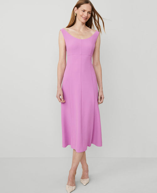 The Petite Seamed Flare Dress in Fluid Crepe