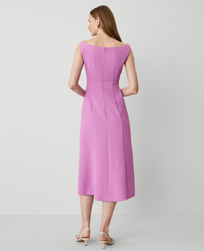 The Petite Seamed Flare Dress in Fluid Crepe