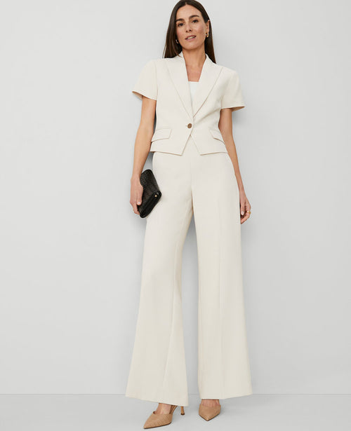 The Petite Side-Zip Wide-Leg Pant in Fluid Crepe