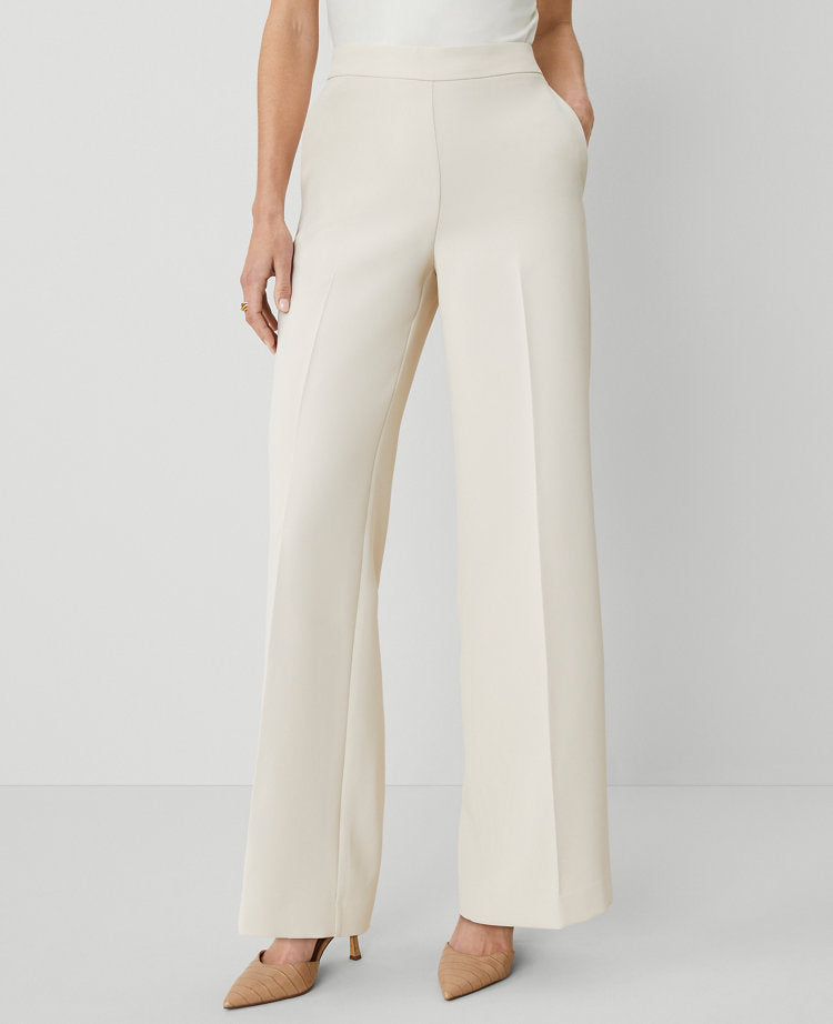 The Petite Side-Zip Wide-Leg Pant in Fluid Crepe