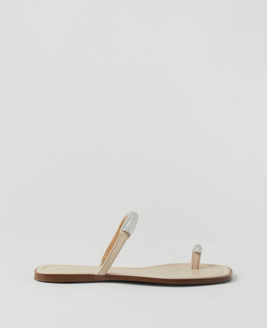 Embellished Toe Ring Leather Sandals