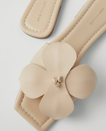 Leather Flower Flat Sandals