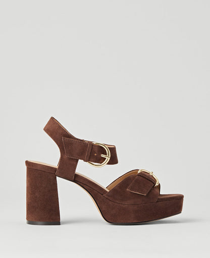 Chunky Buckle Suede Platform Sandals