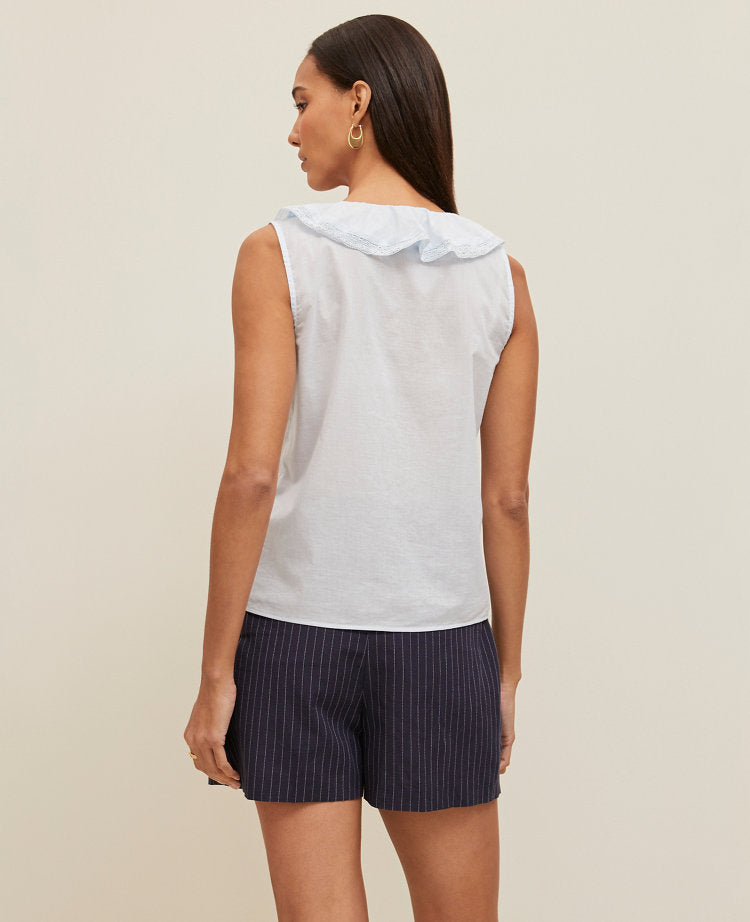 Pintucked Ruffle Sleeveless Top