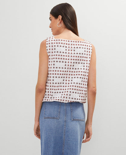 Weekend Collection Eyelet Bubble Hem Top