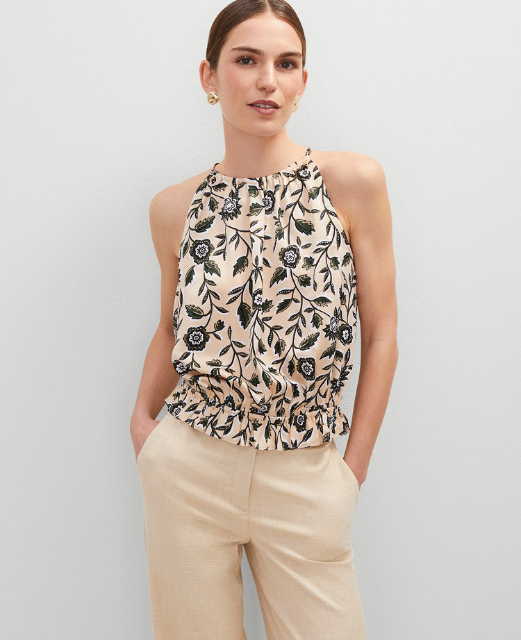 Floral Shirred Tank Top