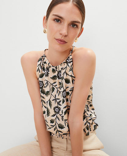 Floral Shirred Tank Top