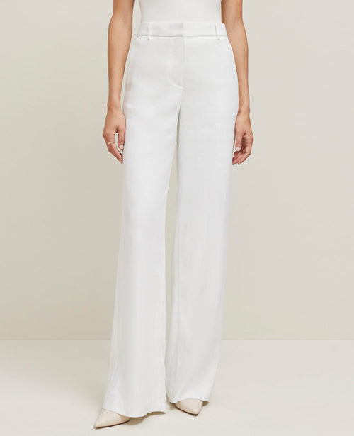 The Wide-Leg Pant in Herringbone Linen Blend — Curvy Fit