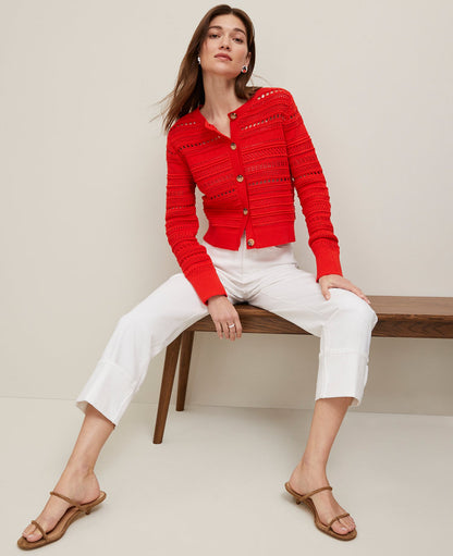 Petite Pointelle Textured Cardigan