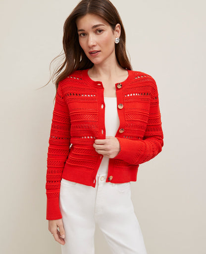 Petite Pointelle Textured Cardigan