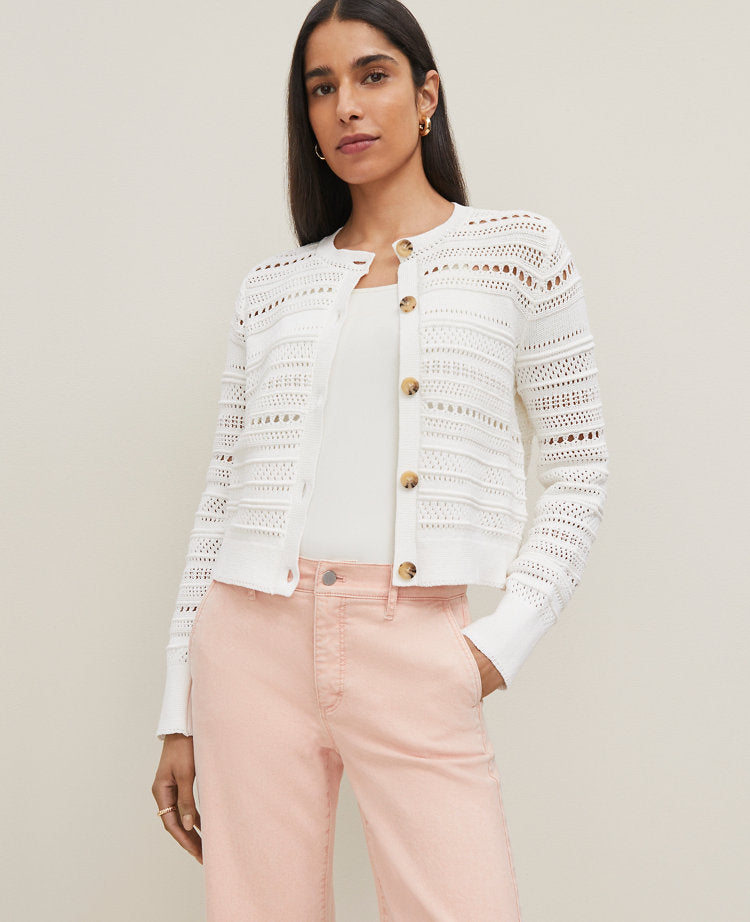 Petite Pointelle Textured Cardigan